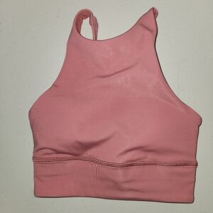lululemon Energy Bra High Neck Long Line Bra In Rose Pink. Size 2